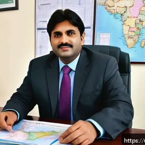 지방재정 전문가의 롤모델 찾기 - A professional regional financial expert in traditional Pakistani office attire, sitting at a wooden...