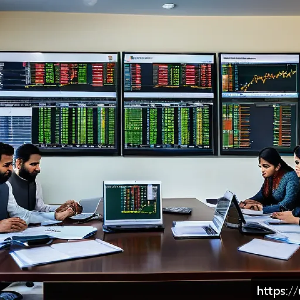 지방재정분야 취업 성공 사례 - A modern government finance office setting in Pakistan featuring a diverse team of professionals eng...