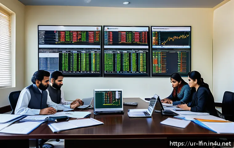 지방재정분야 취업 성공 사례 - A modern government finance office setting in Pakistan featuring a diverse team of professionals eng...